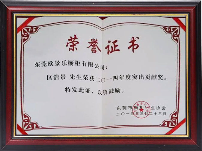 荣获2014年度突出贡献奖